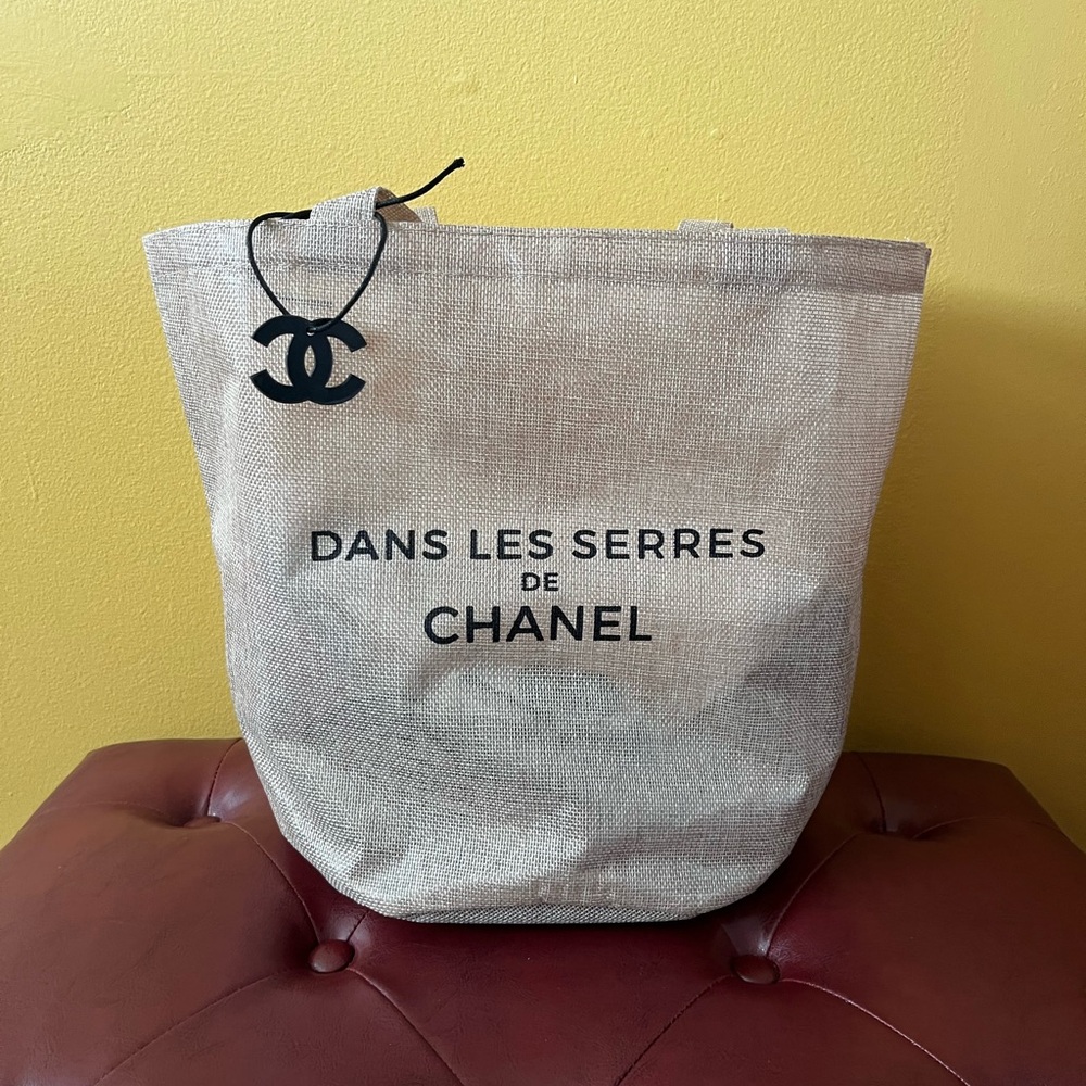 CHANEL Natural GWP Canvas Tote with Black Accents New